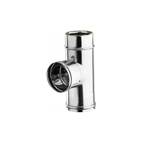 Raccord à T double paroi acier inox. pour poele à pellet