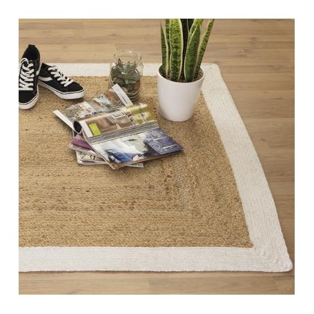 Tapis de jute bords blancs 120x170 cm