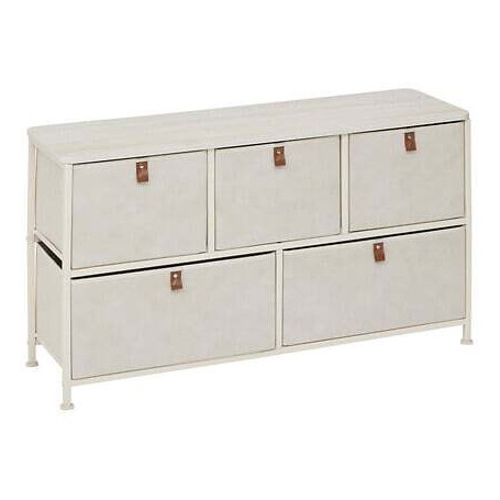Commode basse 5 tiroirs Tissa beige