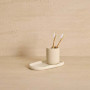 Pot à brosse à dents Oleya 9,9 cm résine beige
