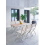 Table pliante Azua 6 places verre effet bois épeautre argile
