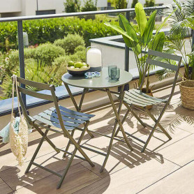 Table ronde pliante Greensboro + 2 chaises laurier