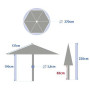 Parasol droit Soya 2,7 m inclinable café