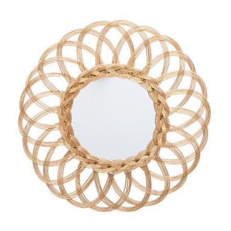Miroirfleur doré rotin 50cm