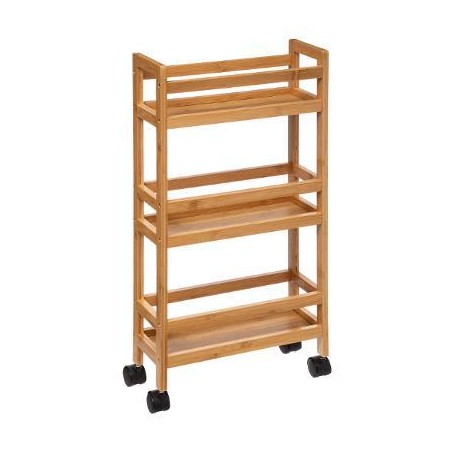 Desserte à roulette 3 niveaux bambou